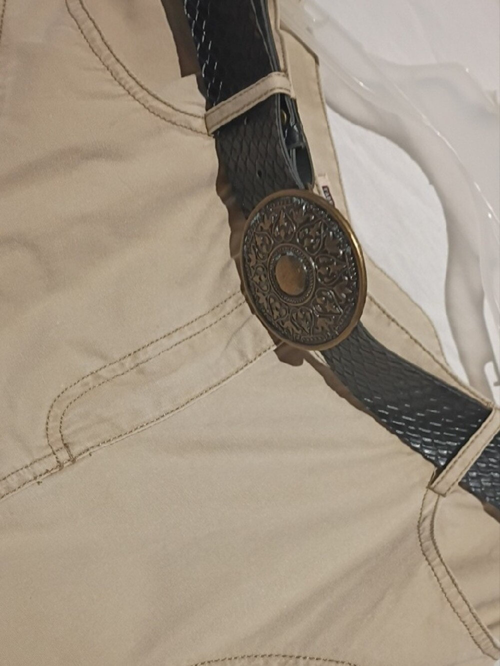 Tan Cotton Western Circle Skirt with Black Belt And Fancy Stitching, 10, NWOT - Picture 3 of 13